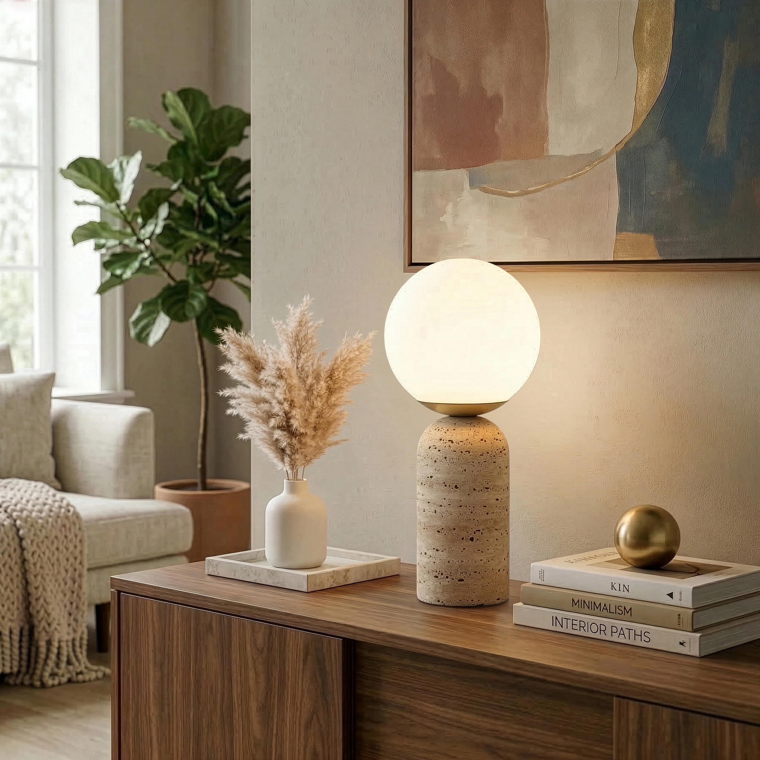 Brightech Mila Tall Glass Marble Table Lamp