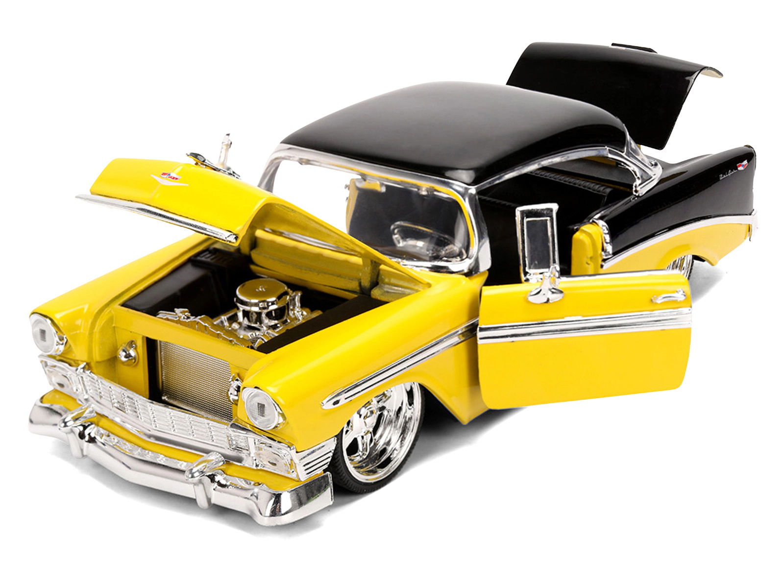 Jada 1956 Chevrolet Bel Air Yellow and Black "Bigtime Muscle" Series 1/24 Diecast Model Car by Jada