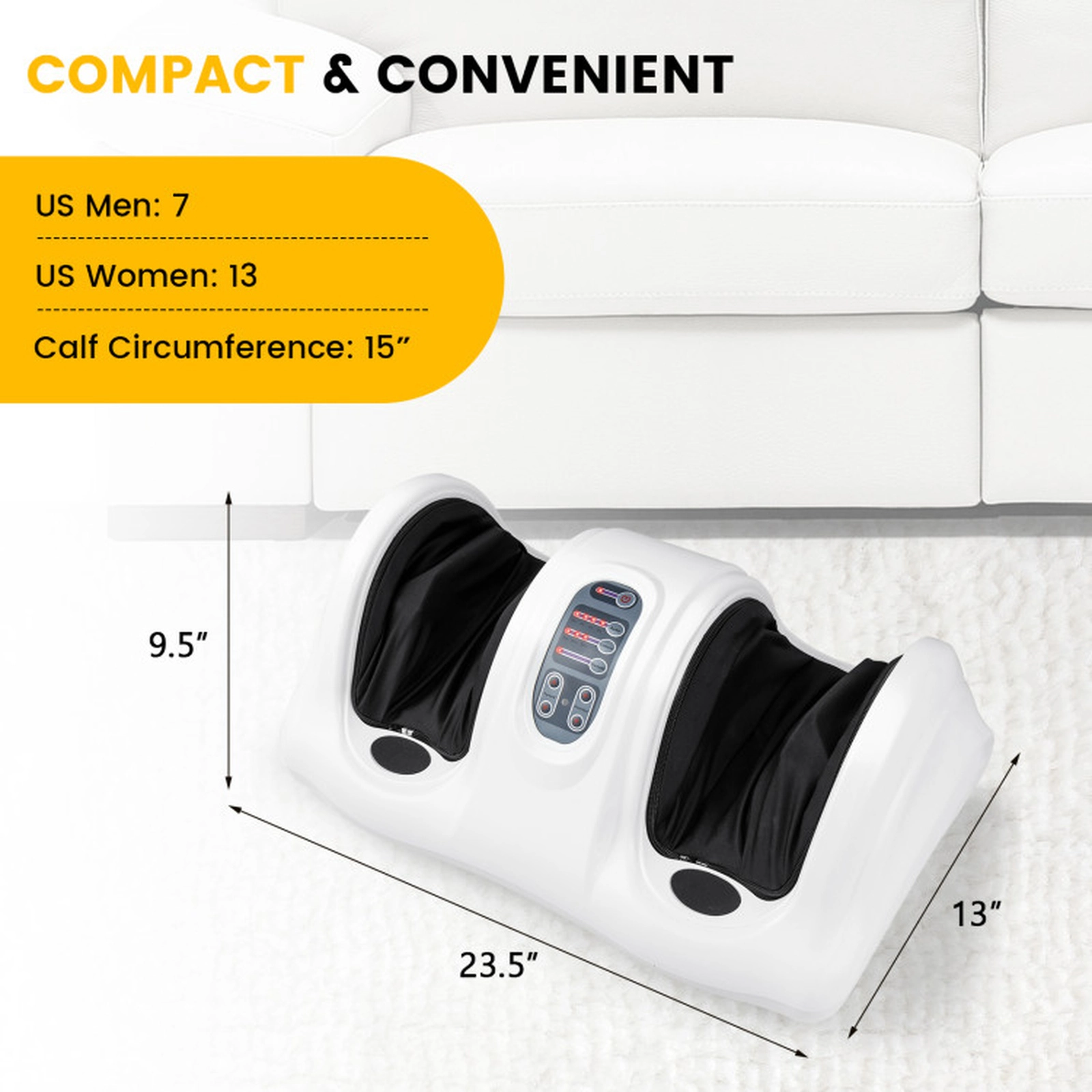 SUGIFT Therapeutic Shiatsu Foot Massager with High Intensity Rollers Fits Up to US Men’s Size 10 Women’s Size 12 White