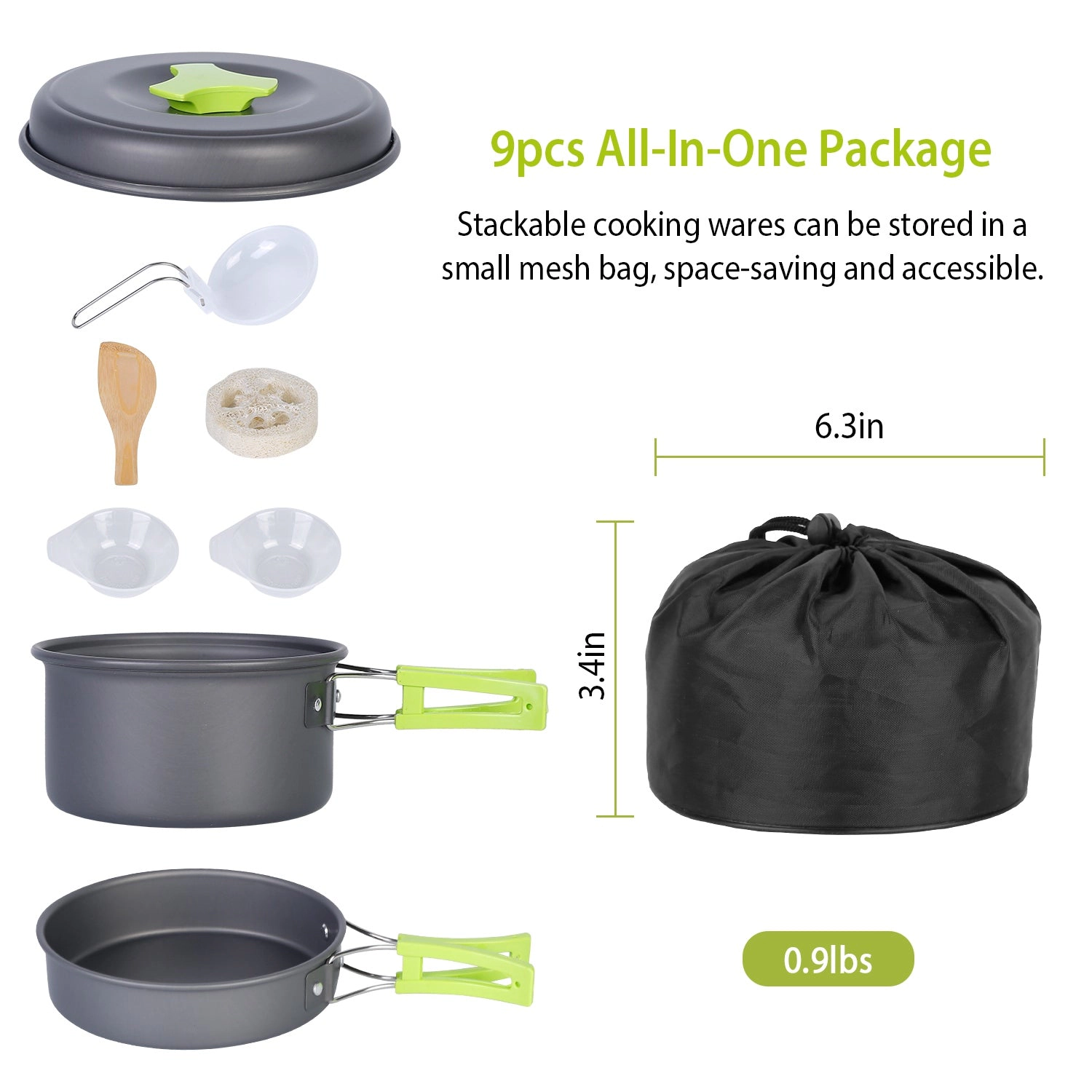 GBruno 9-Piece Aluminum Camping Cookware Set