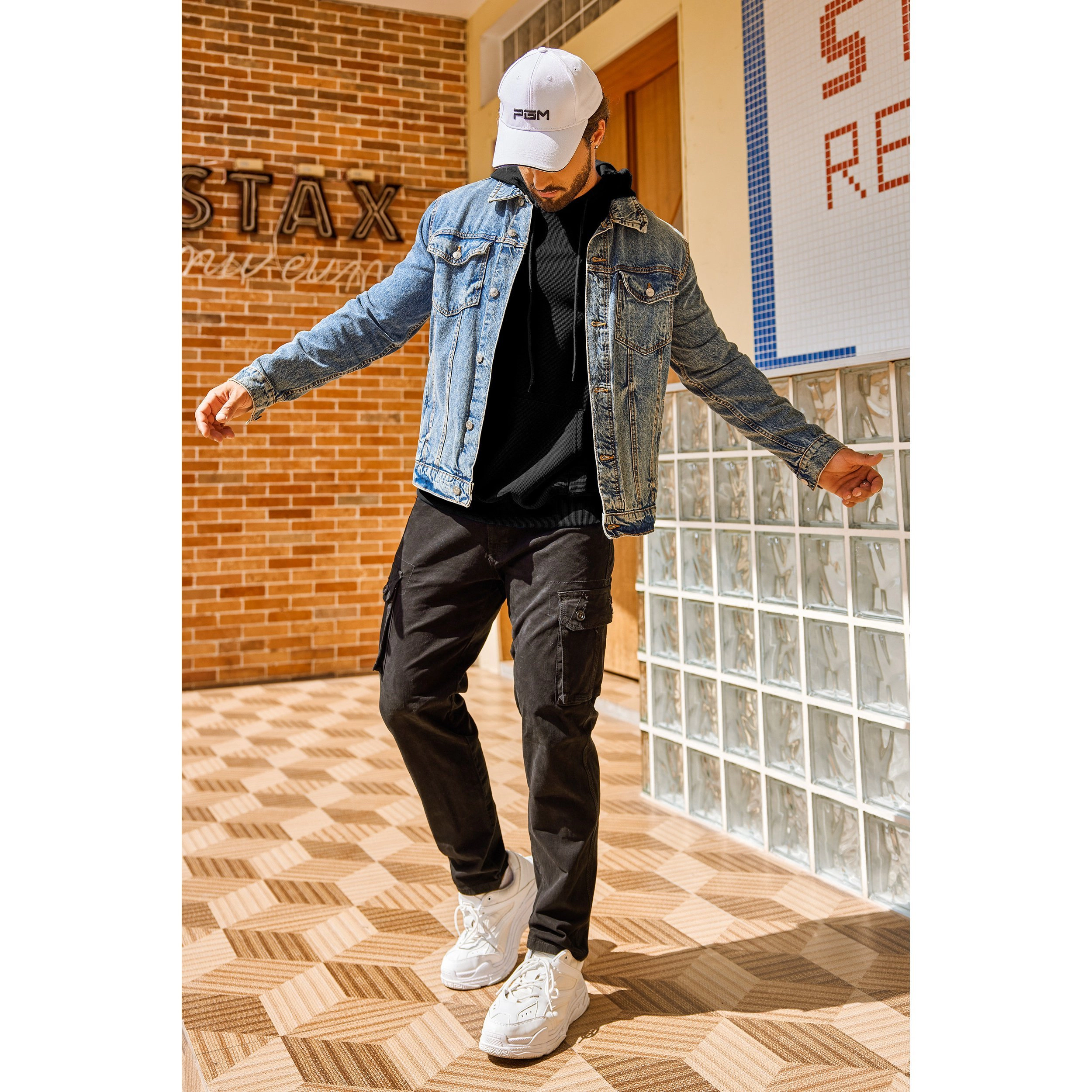 COOFANDY Men's Regular Fit Waffle Knit Long Sleeve Pullover Hoodie