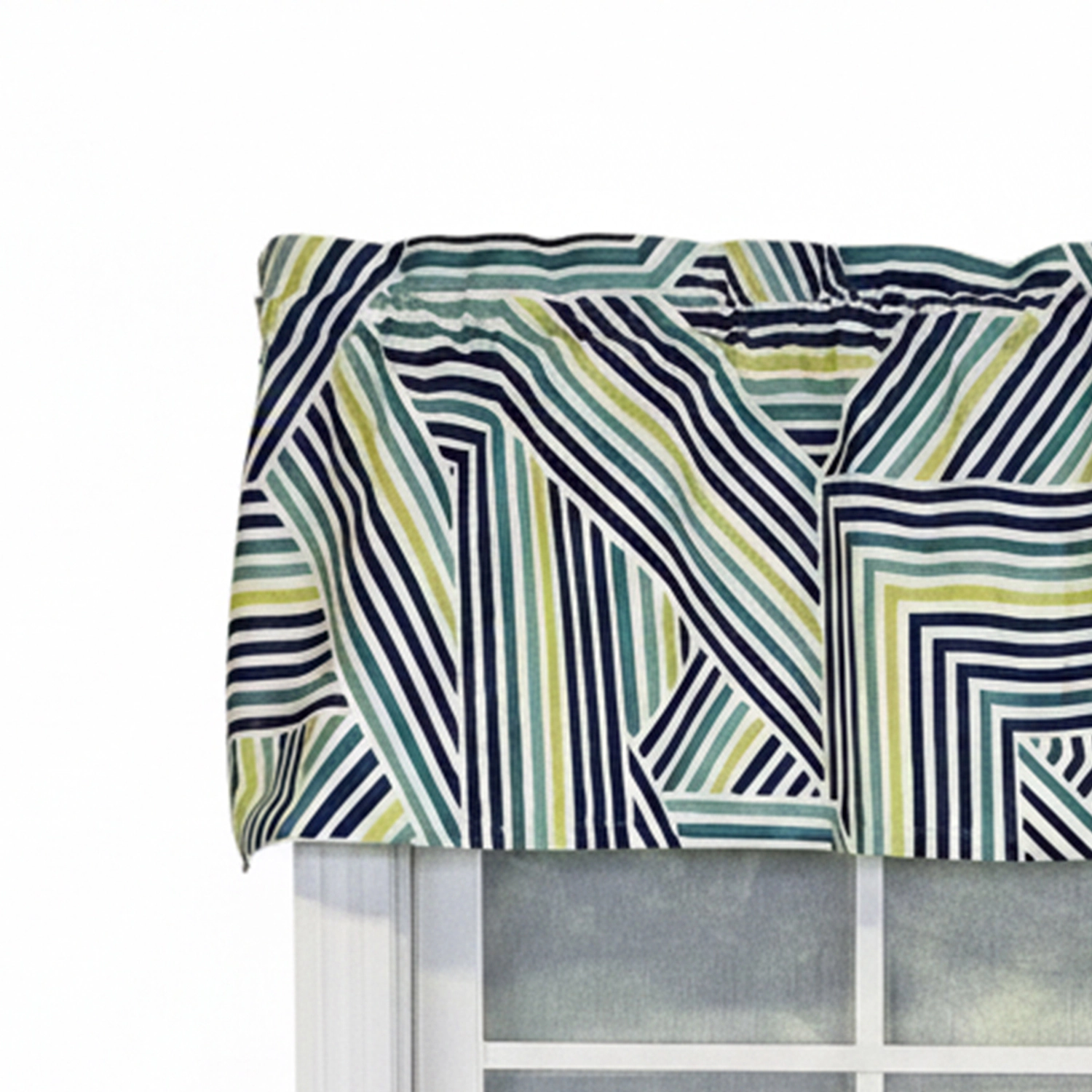 RLF Home 100% Cotton High Quality Bypass Tailored Window Valance with 1.5" Rod Pocket 50" W X 12" L Multi