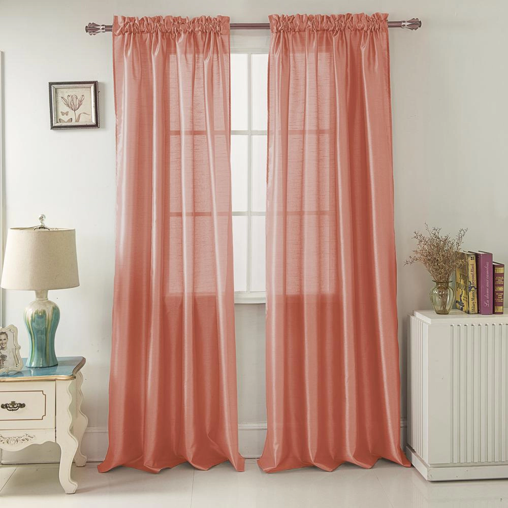 RT Designers Collection Nikki Premium Rod Pocket Curtain Panel 54" x 95" Coral