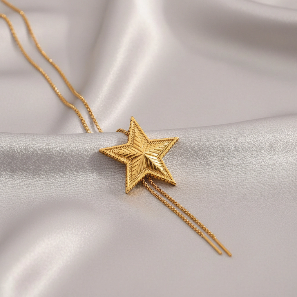 DressAtR Women's Star 18K Gold Plated Slider Necklace