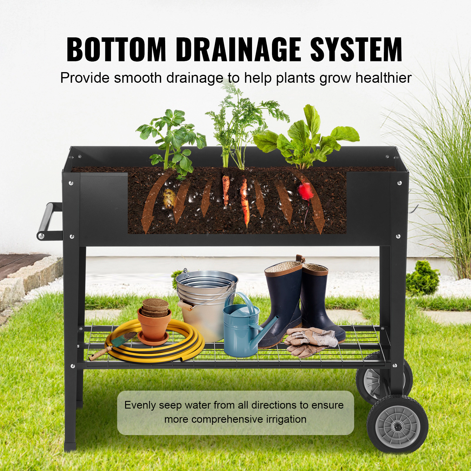 HONGGE Raised Garden Bed Wooden Planter Box Elevated Outdoor Planting Boxes with Legs for Growing