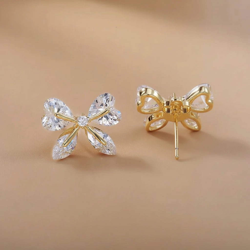 DressAtR Women’s Gold Tone Starry Zircon Drop Earrings