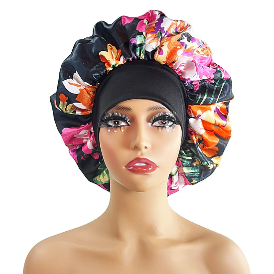 Wardrobe Whimsy Elastic Satin Sleep Bonnet for Women Hair Care Braids