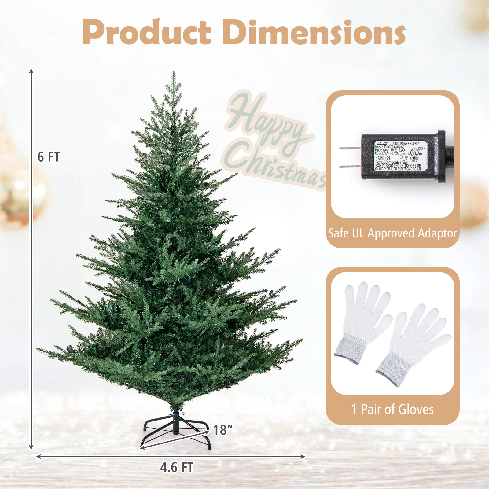SlickBlue Green PVC Artificial Christmas Tree with LED Lights