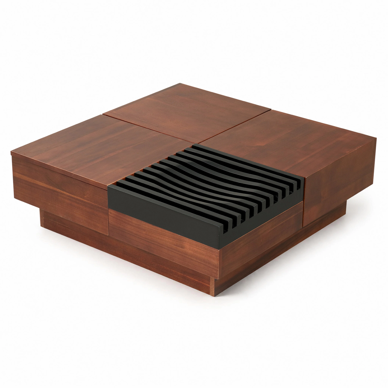LJG 32" Square Color-Blocking Design Coffee Table with Storage Tray for Living Room