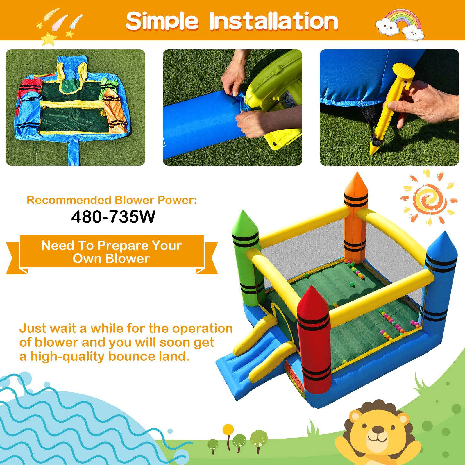 SUGIFT Kids Inflatable Bounce House with Slide and Ball Pit 138-in W 103.5-in D 89-in H 300-lb Total Capacity Multicolor