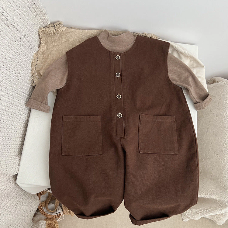 MyKids-USA Baby Solid Color Sleeveless Unisex Overall