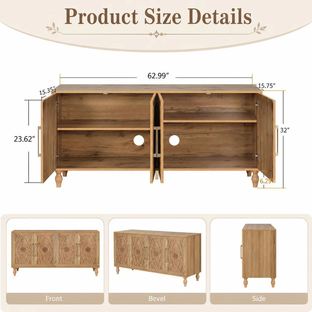 GOODSILO 63" Wide Freestanding Storage Cabinet