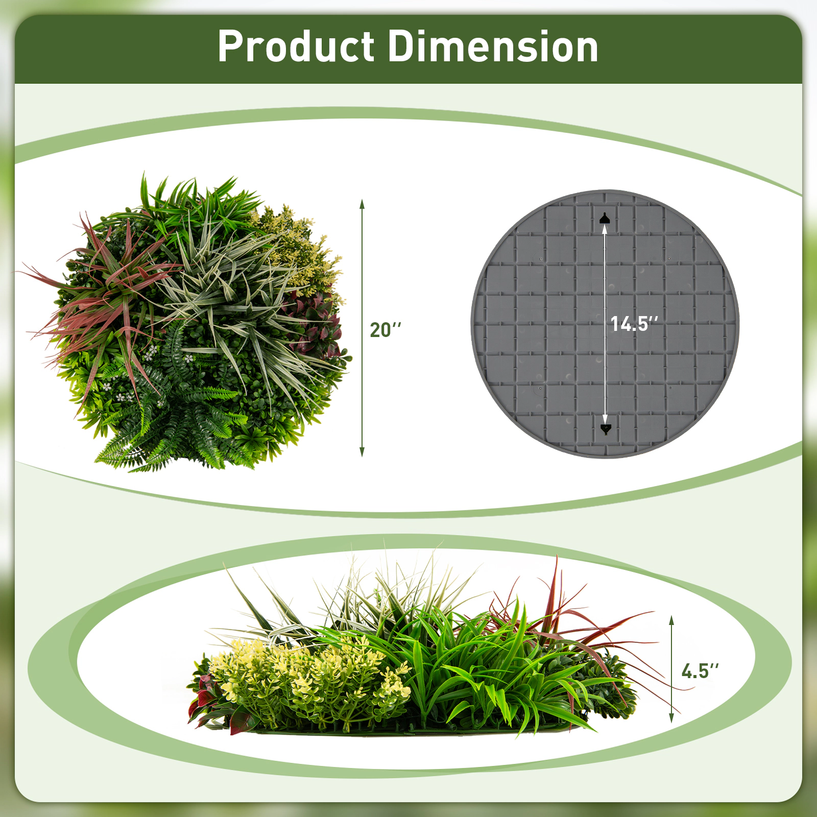 SUGIFT Square Framed Artificial Foliage Wall Art 2 Pack Artificial Greenery Decor Green & Brown