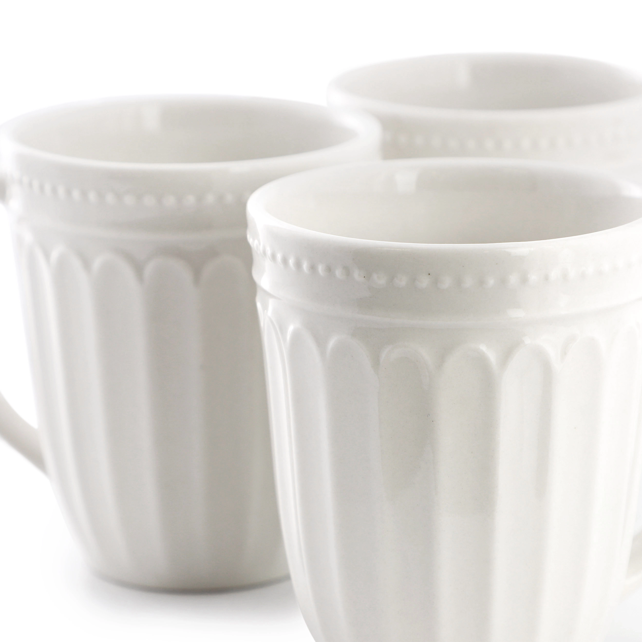 Elama Hansel 6 Piece Embossed Arch Stoneware 12 Ounce Mug Set in White
