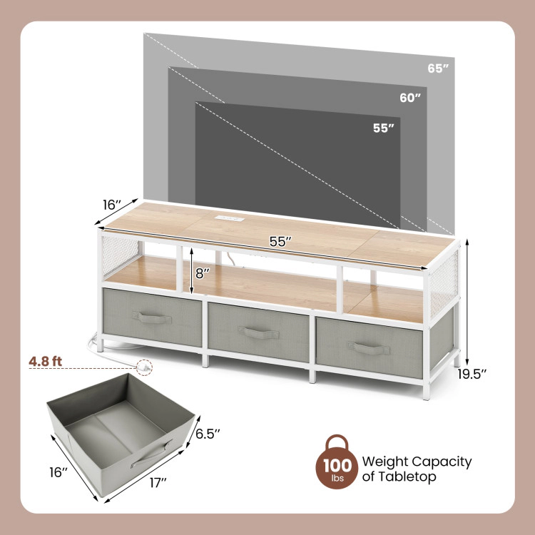 Hivvago Tv Stand For Tvs Up To 65 Inches With Power Outlets Usb Charging