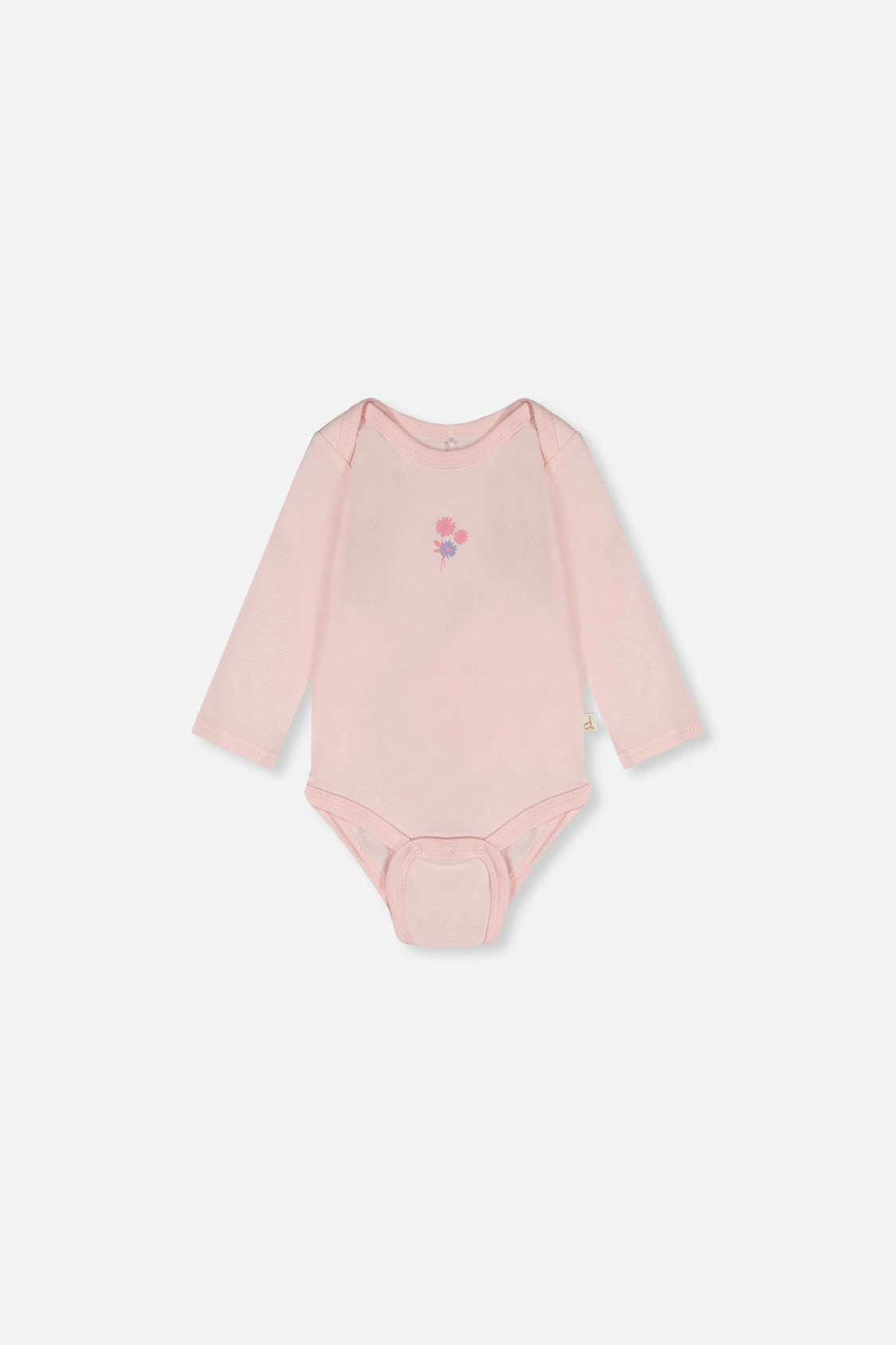 Deux par Girls Organic Cotton Long Sleeve Flower Detail Onesie
