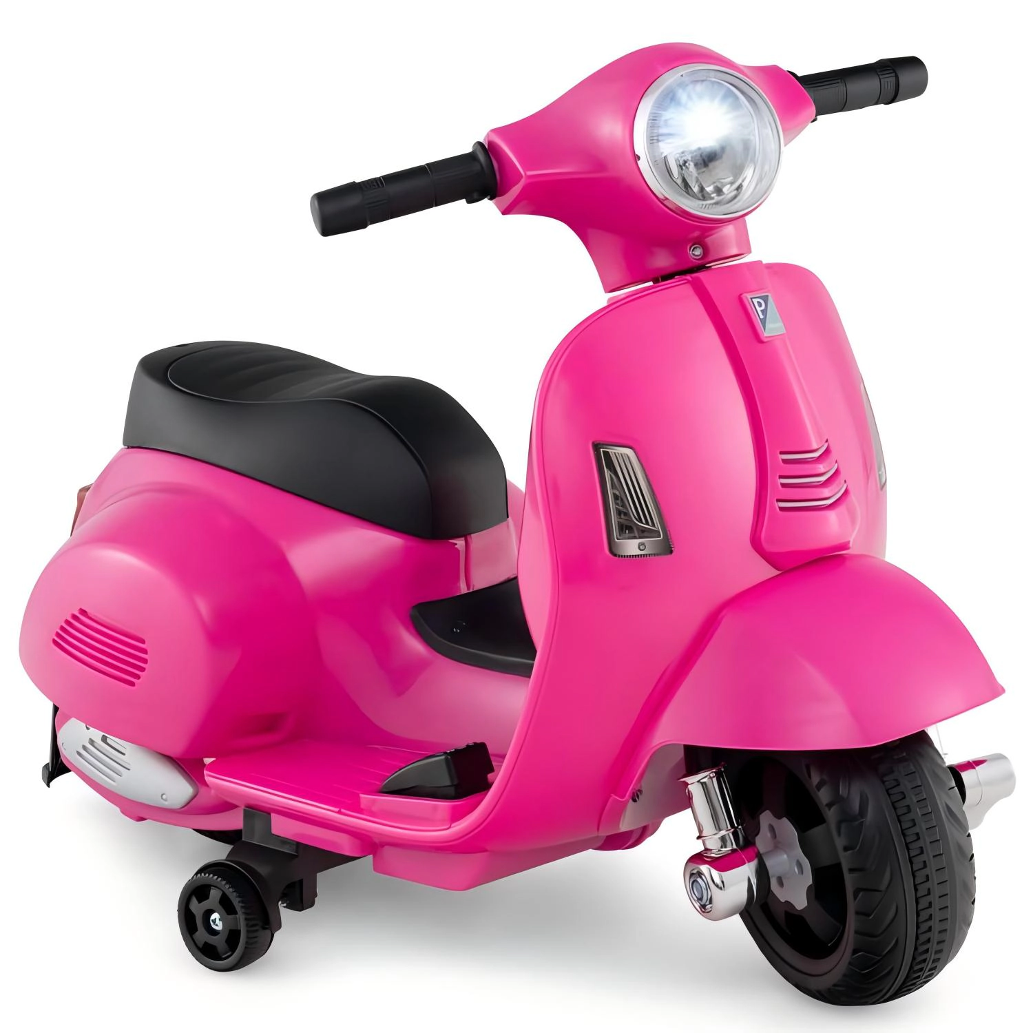 SUGIFT Toddler Pink 6V Ride On Motorcycle with LED Headlight and Training Wheels 26-in W 55-lb Rider Capacity