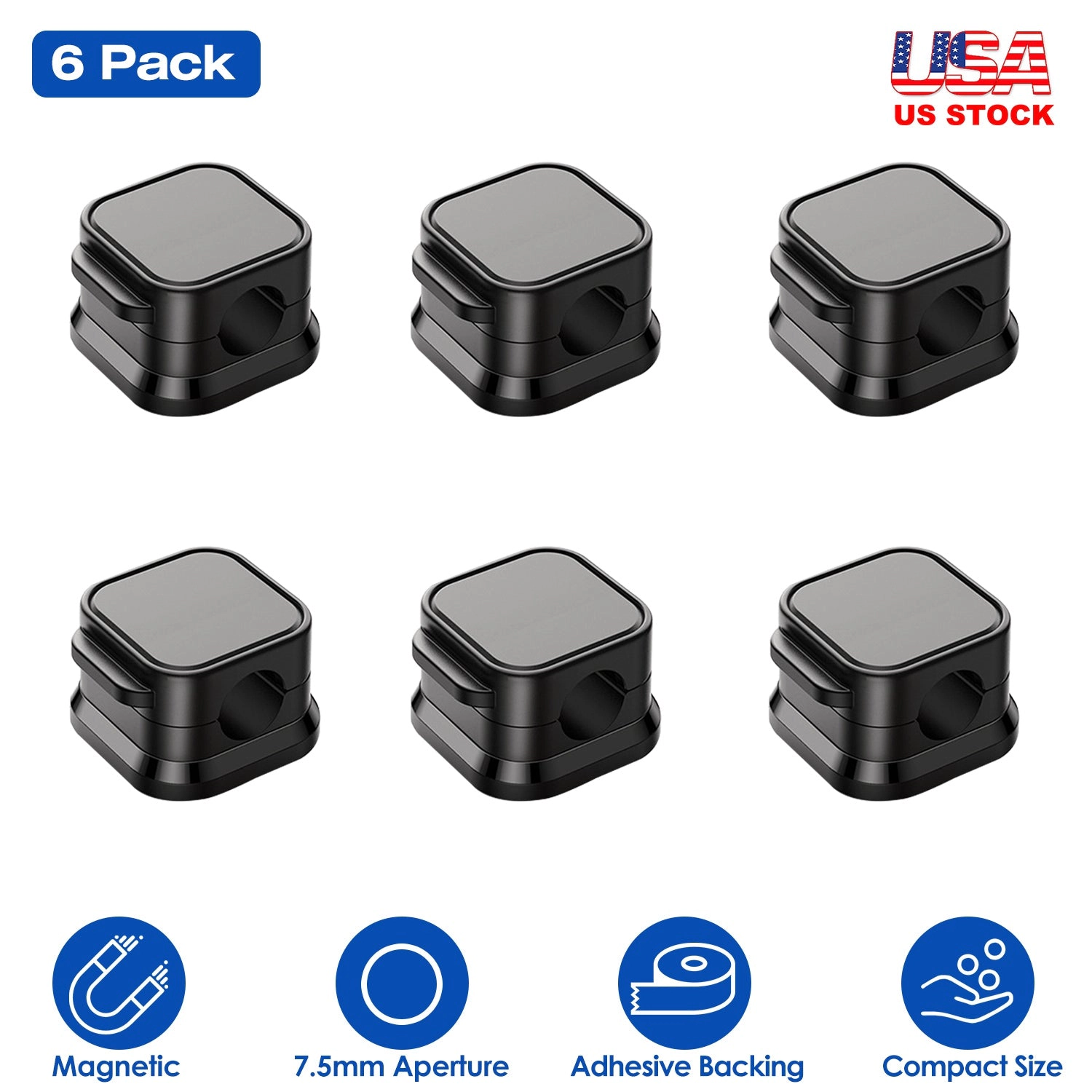 GBruno 6-Pack Magnetic Cable Clips Cord Organizer