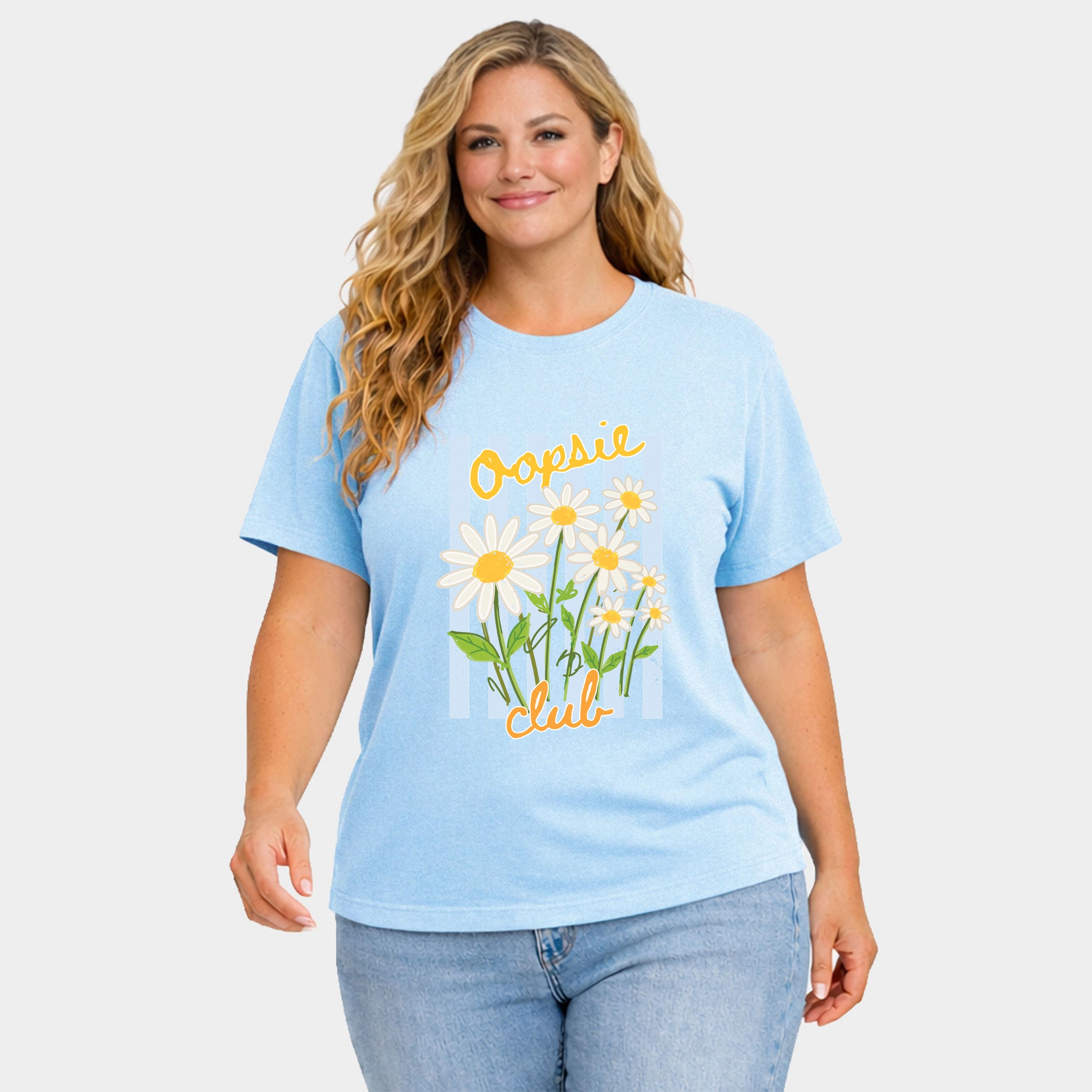 Simply Sage Market - Women's Plus Sized Garment Dyed Graphic T-Shirt Oopsie Daisy Club Stripes