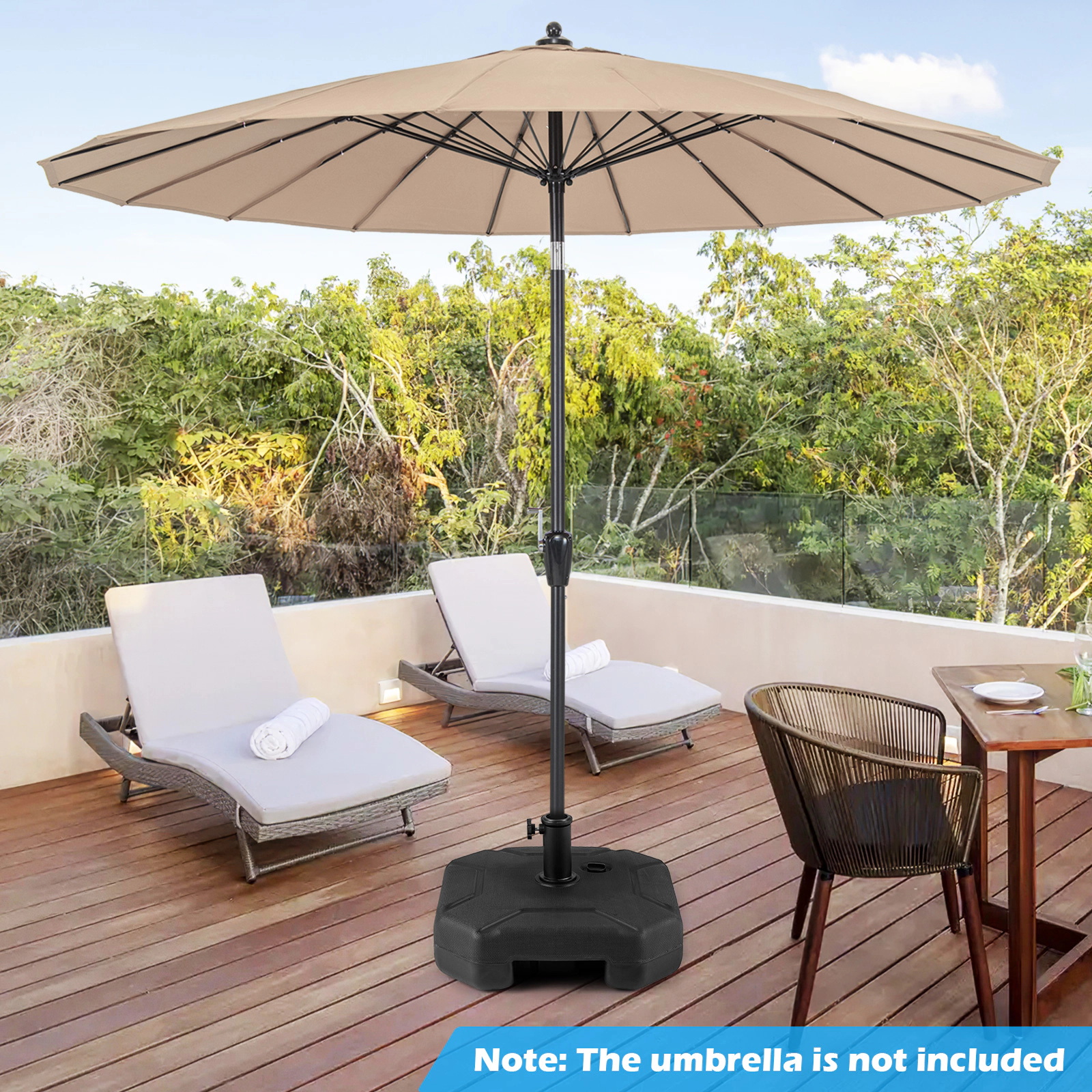 Slickblue Unisex Universal Patio Umbrella Base with Handle and Adjustable Tightener Black