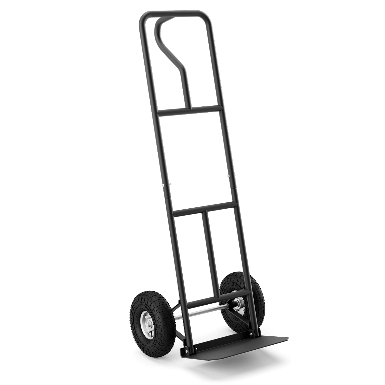 SUGIFT Folding Load Plate P-Handle Steel Frame Hand Truck 21-in x 19-in x 52-in 660-lb Capacity 10-in Wheels Black