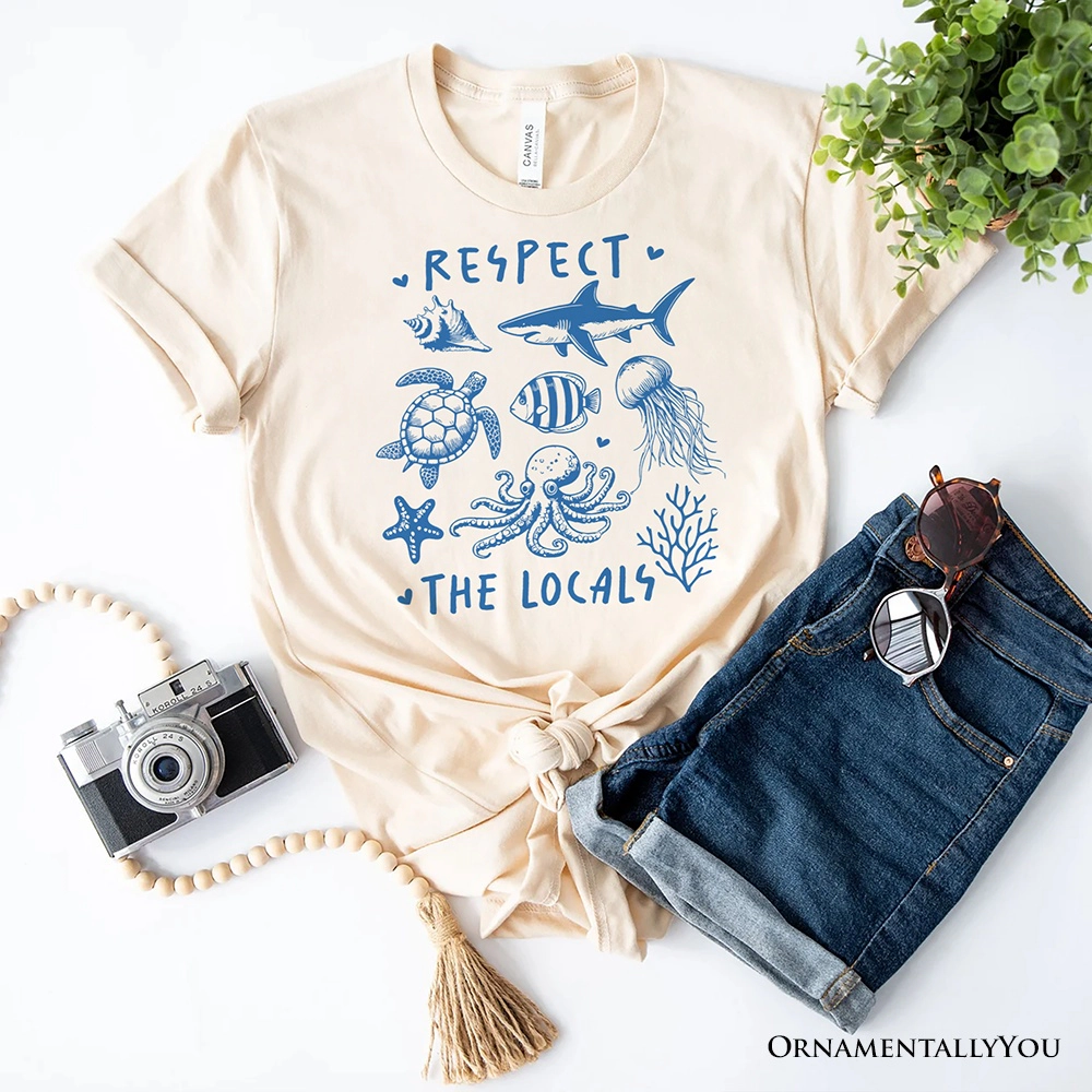 OrnamentallyYou Unisex Respect The Locals Ocean Animals T-Shirt