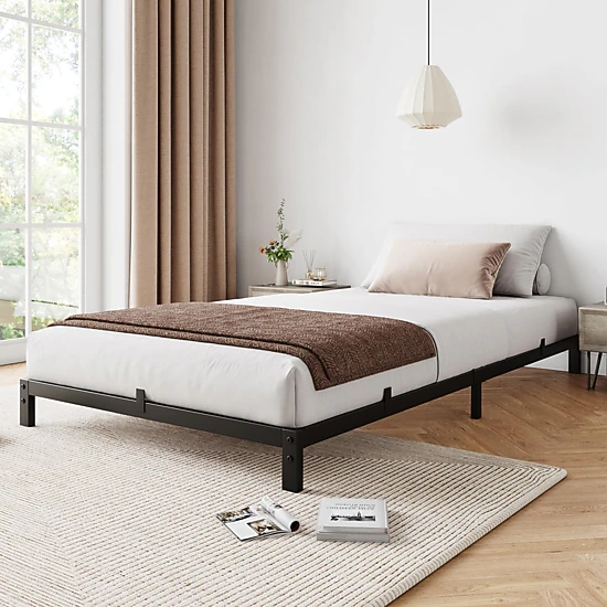 BebreezChic Metal Bed Frame, 8-Inch Low Profile Platform, Noise-Free ...