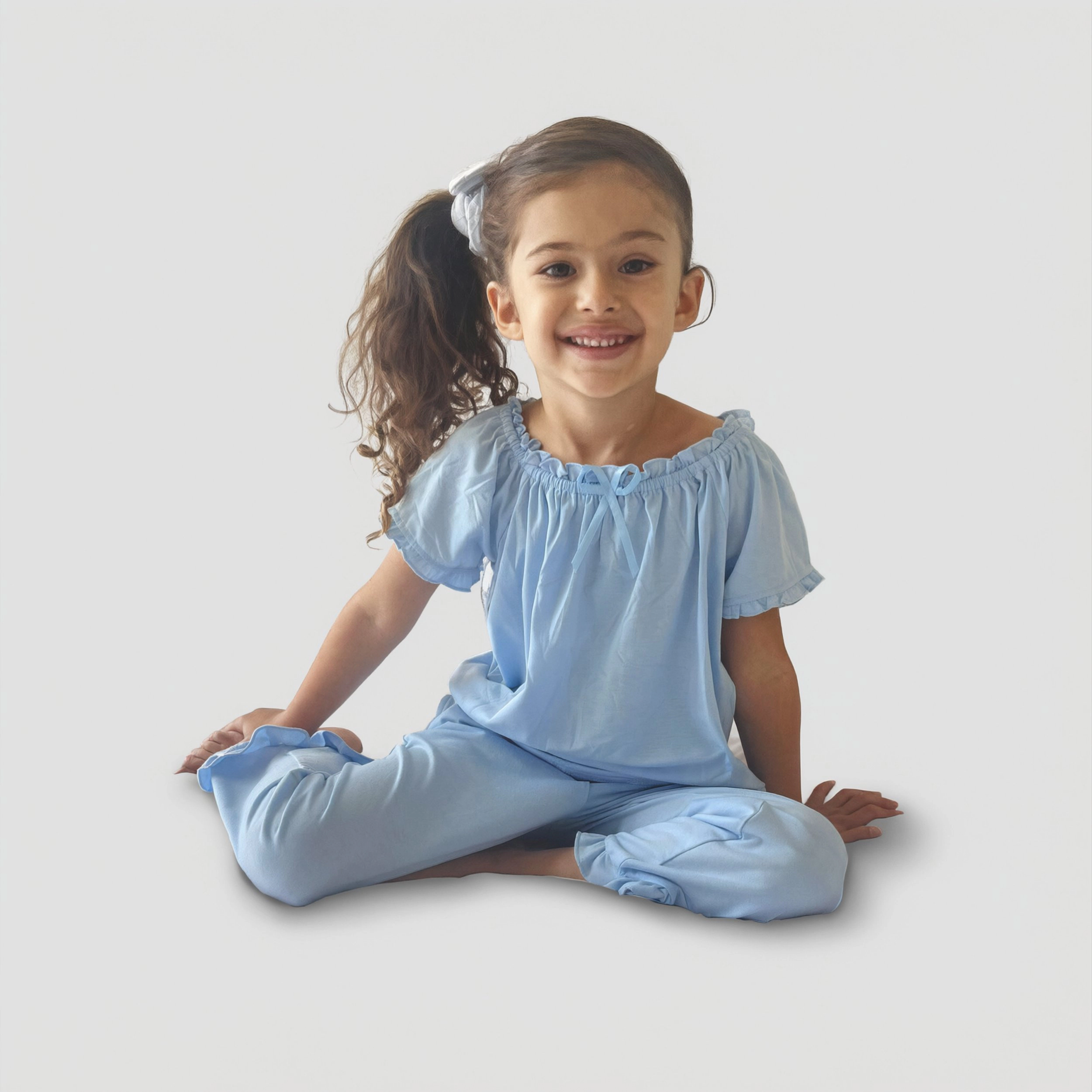 Arshiner Girls Pajamas Soft Piece Sets Ruffle Short Sleeve Long Pants Sleepwear