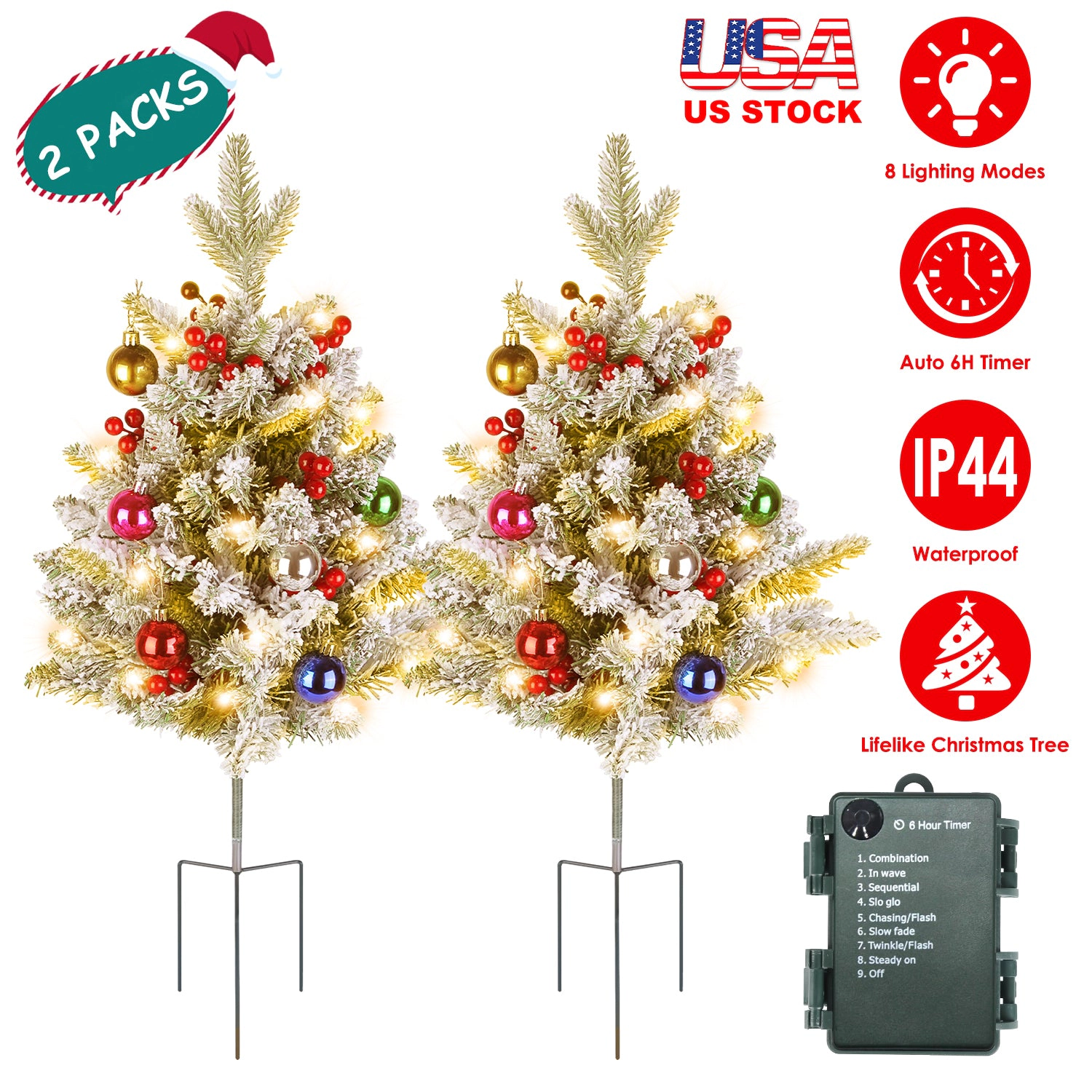 GBruno 2-Piece LED Christmas Tree Urn Filler