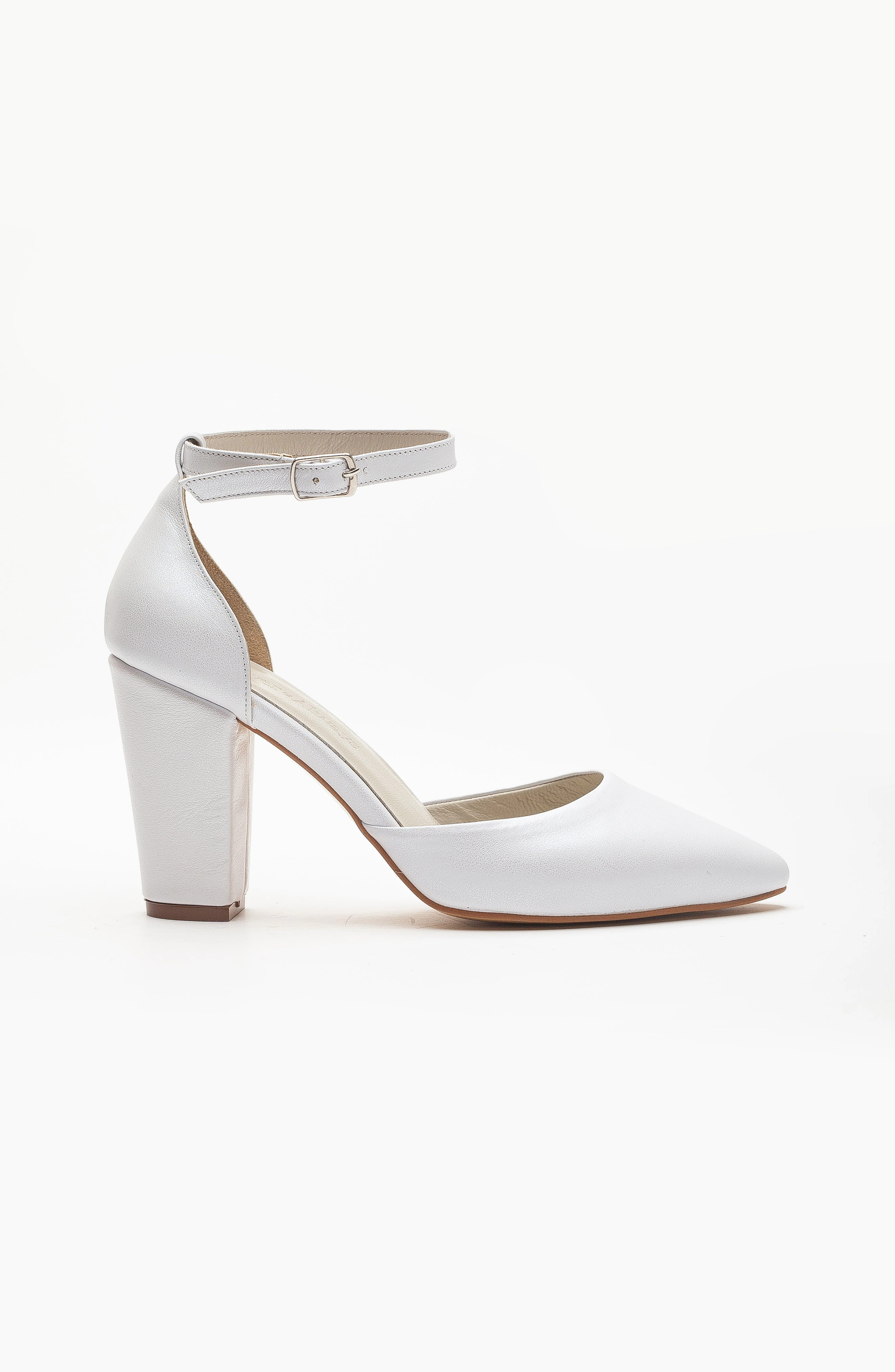 Forever & Always Womens Rossella Leather Block Heel Pumps