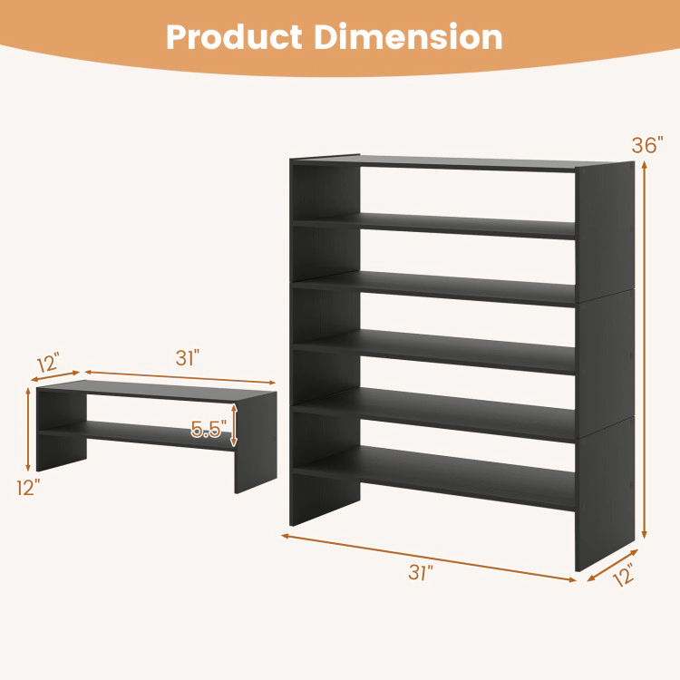 Hivvago 6-tier Shoe Rack with Anti-tipping Device for Entryway