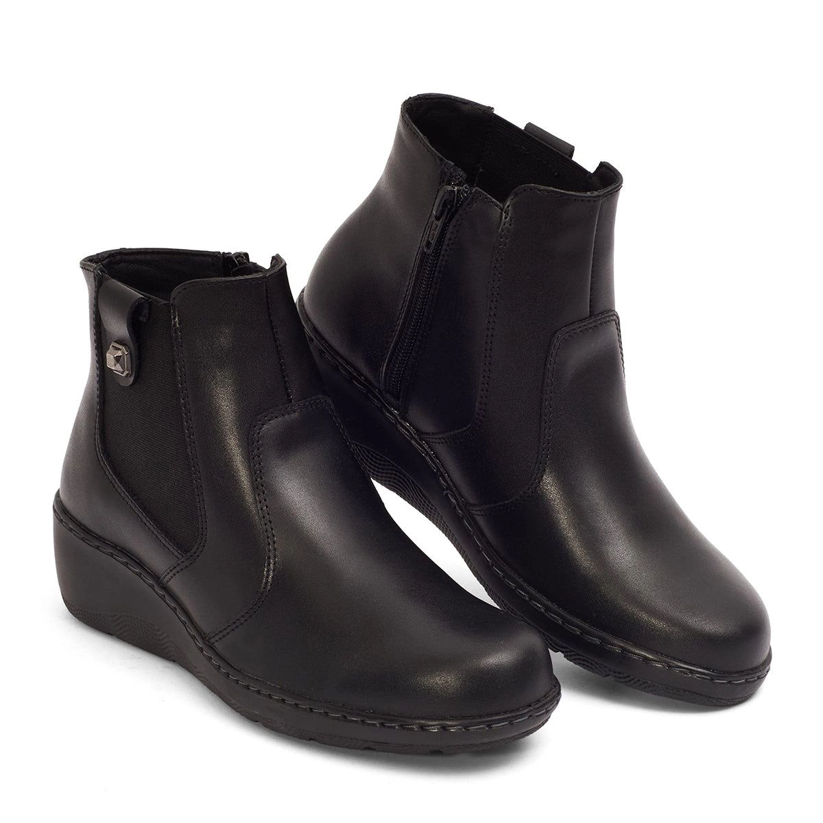 Andrea Exclusive Leather Wedge Booties