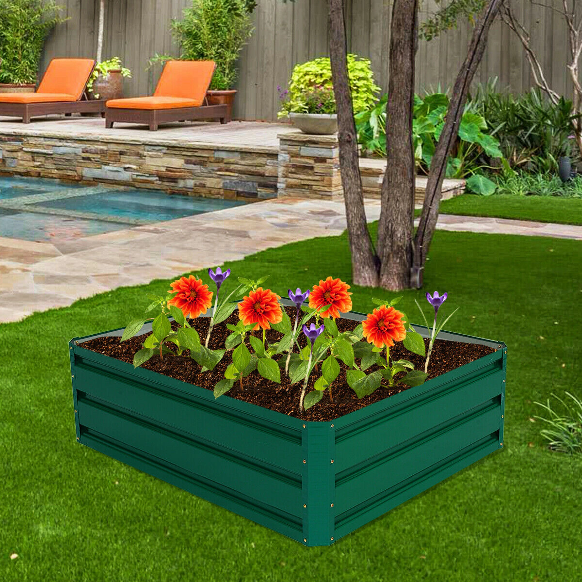 LJG Patio Raised Garden Bed Vegetable Flower Planter