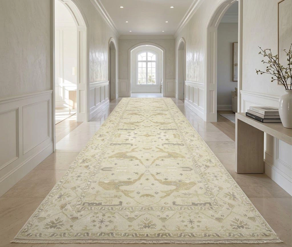 Magic Rugs Beige Floral 9X18 Oushak Oriental Rug