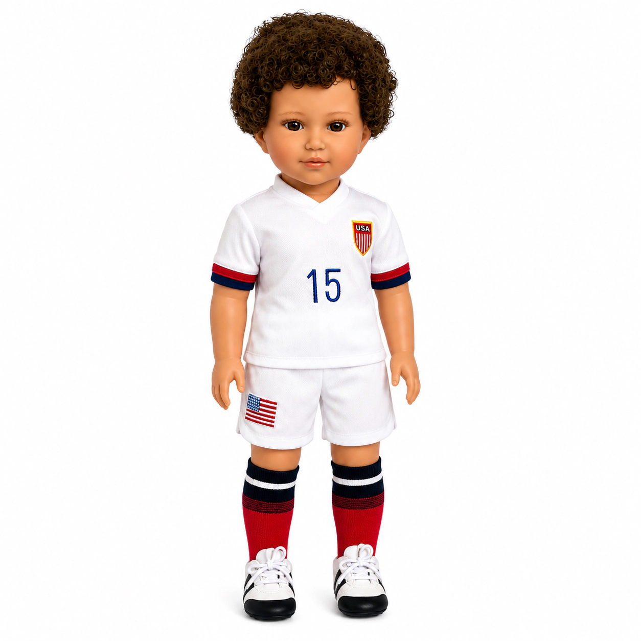 Kennedy and Friends Carlito - 18-Inch Hispanic Boy Doll with Soccer Outfit, Tilt and Pose Head, All-Vinyl Body