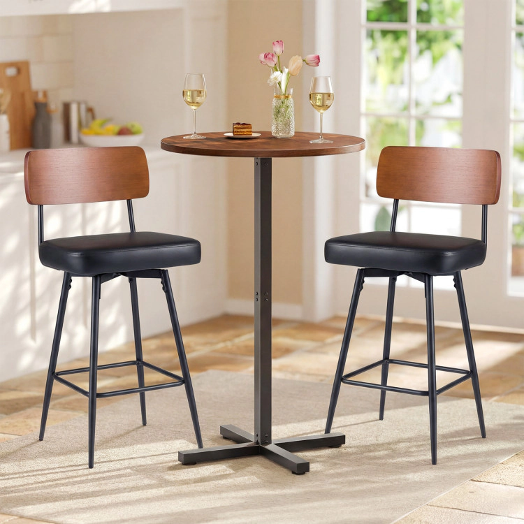 Hivvago 27 Inch Padded Counter Barstools Set Of 2 With Metal Legs