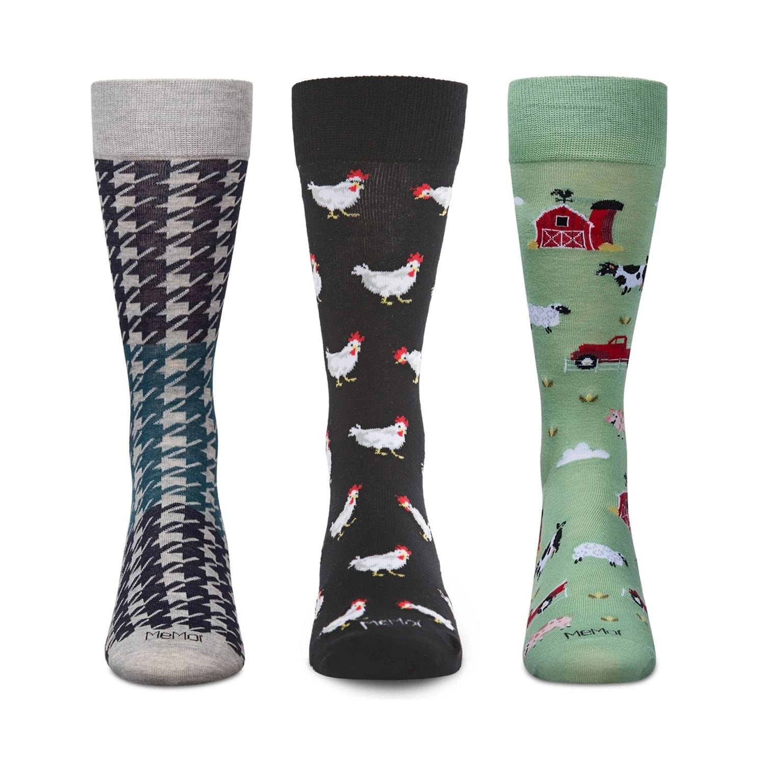 MeMoi 3 Pair Men's Vacation Themed Novelty Crew Socks