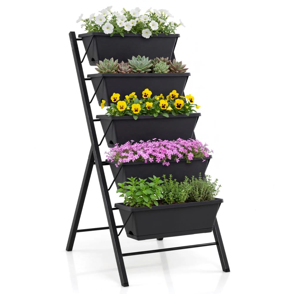Hivvago 5-Tier Vertical Raised Garden Bed with Drainage Holes for Patio