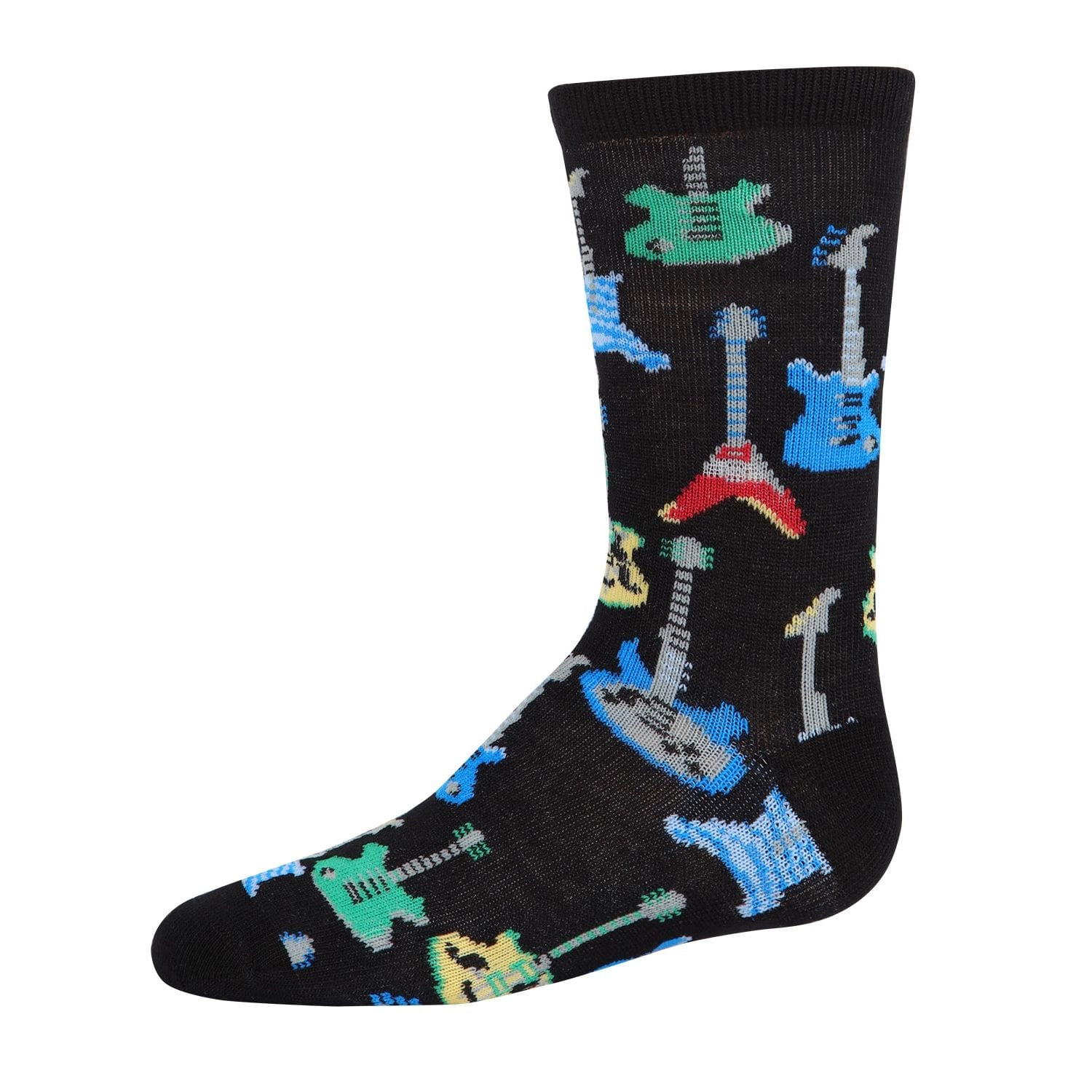 MeMoi Boys' Guitar Rayon from Bamboo Blend Crew Socks