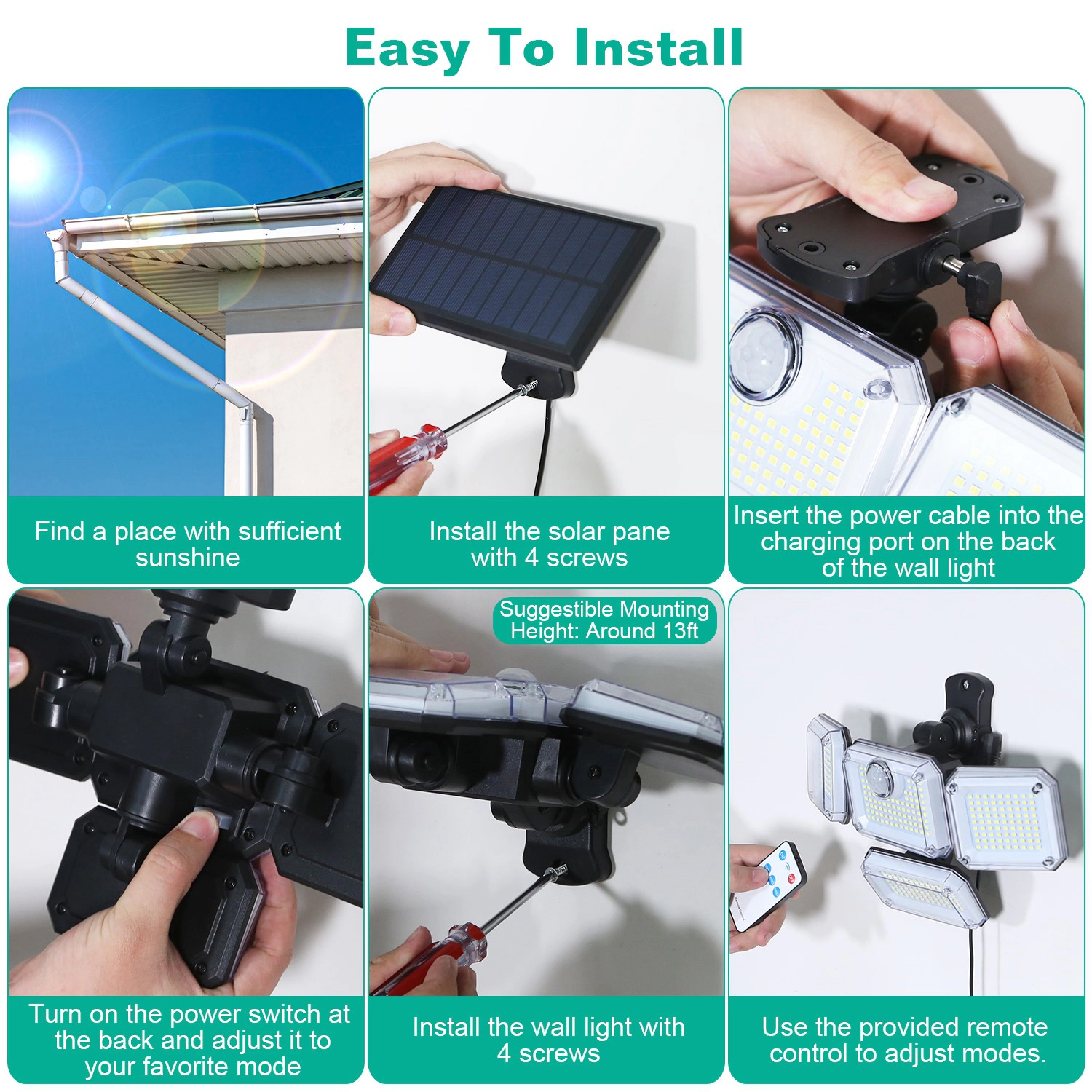 GBruno 2-Pack Solar Motion Sensor Wall Lights