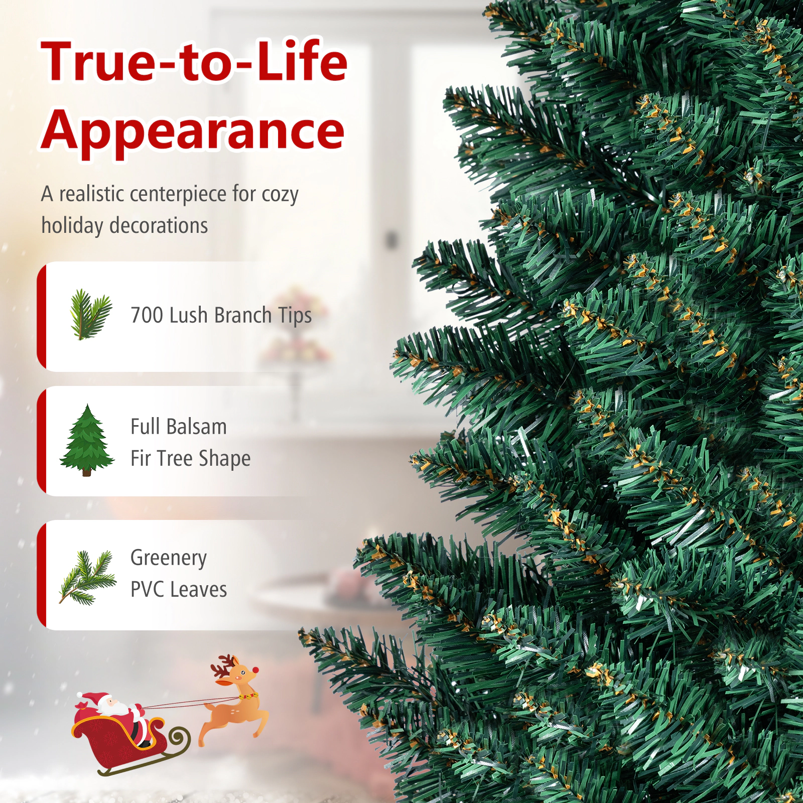 Costway 5/6/7/8/9Ft PVC Artificial Pencil Christmas Tree Slim Stand