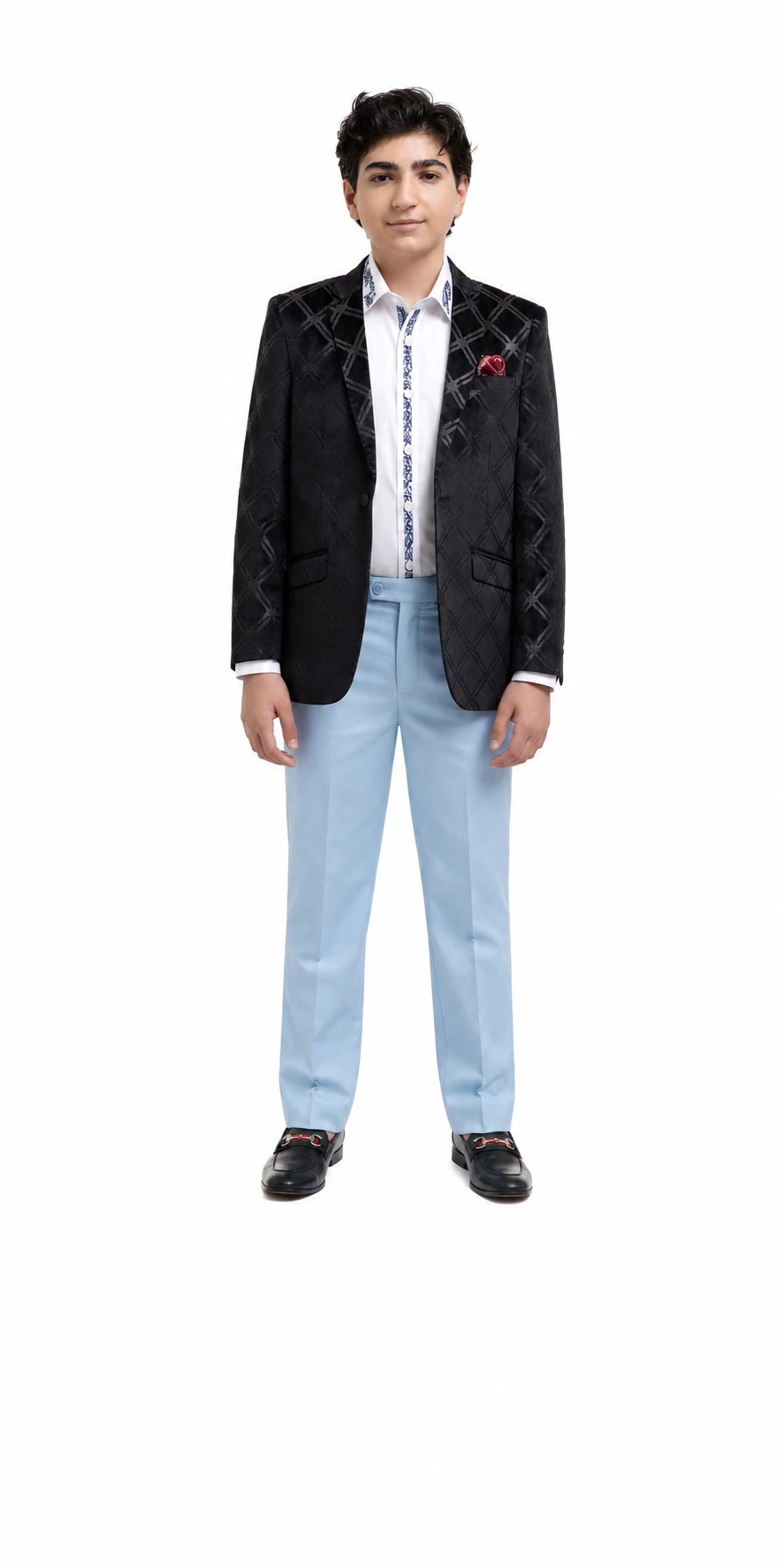 Elie Balleh Boys Slim Fit Plaid Jacket