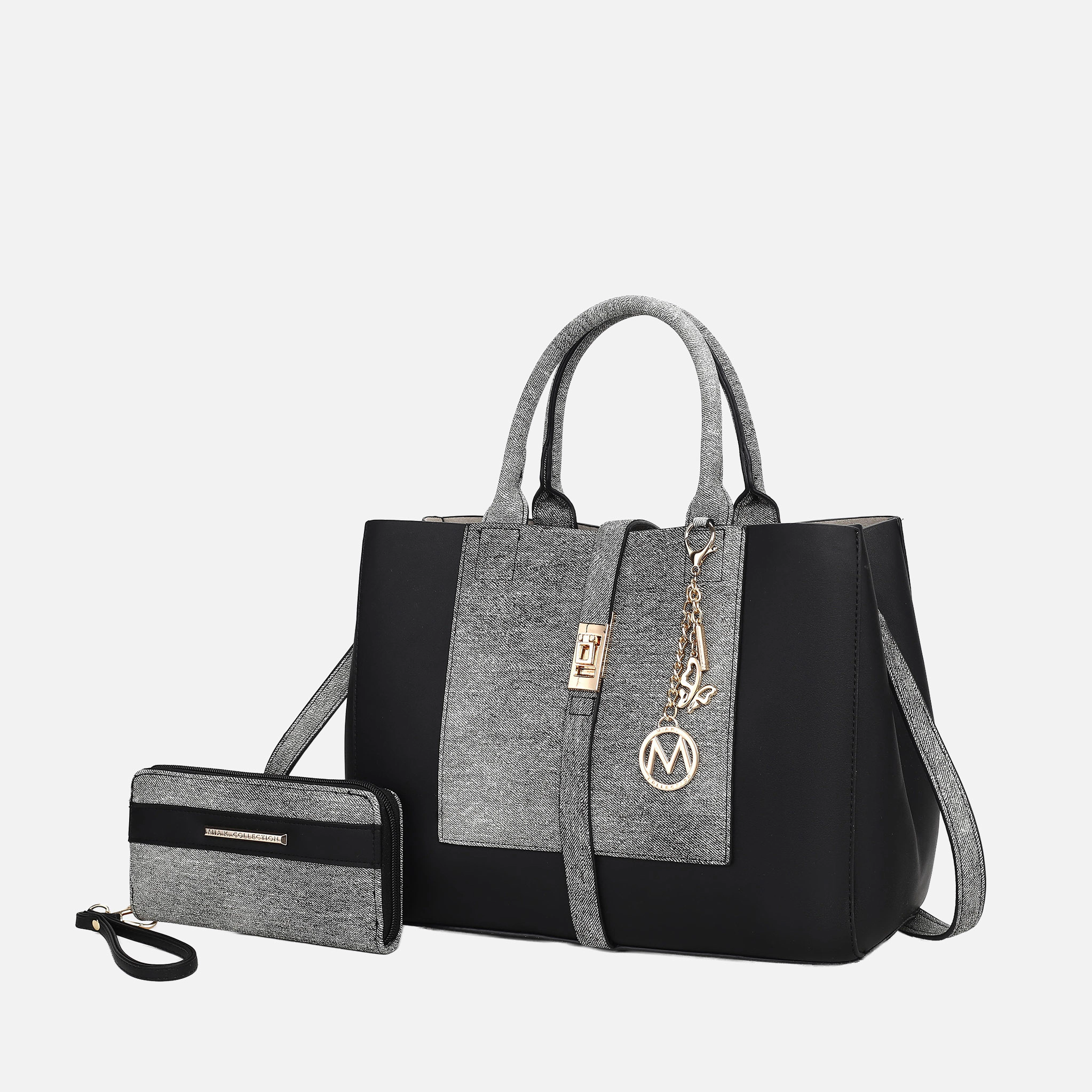 Mia K Collection Faux Leather Tote with Detachable Strap and Wallet