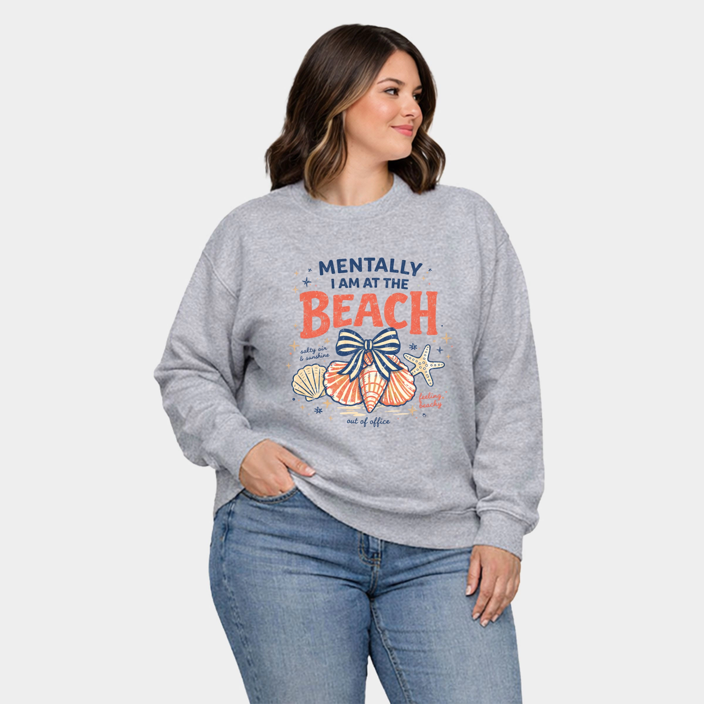 Simply Sage Market - Mentally I Am At The Beach  Women's Plus Sized Graphic Sweatshirt