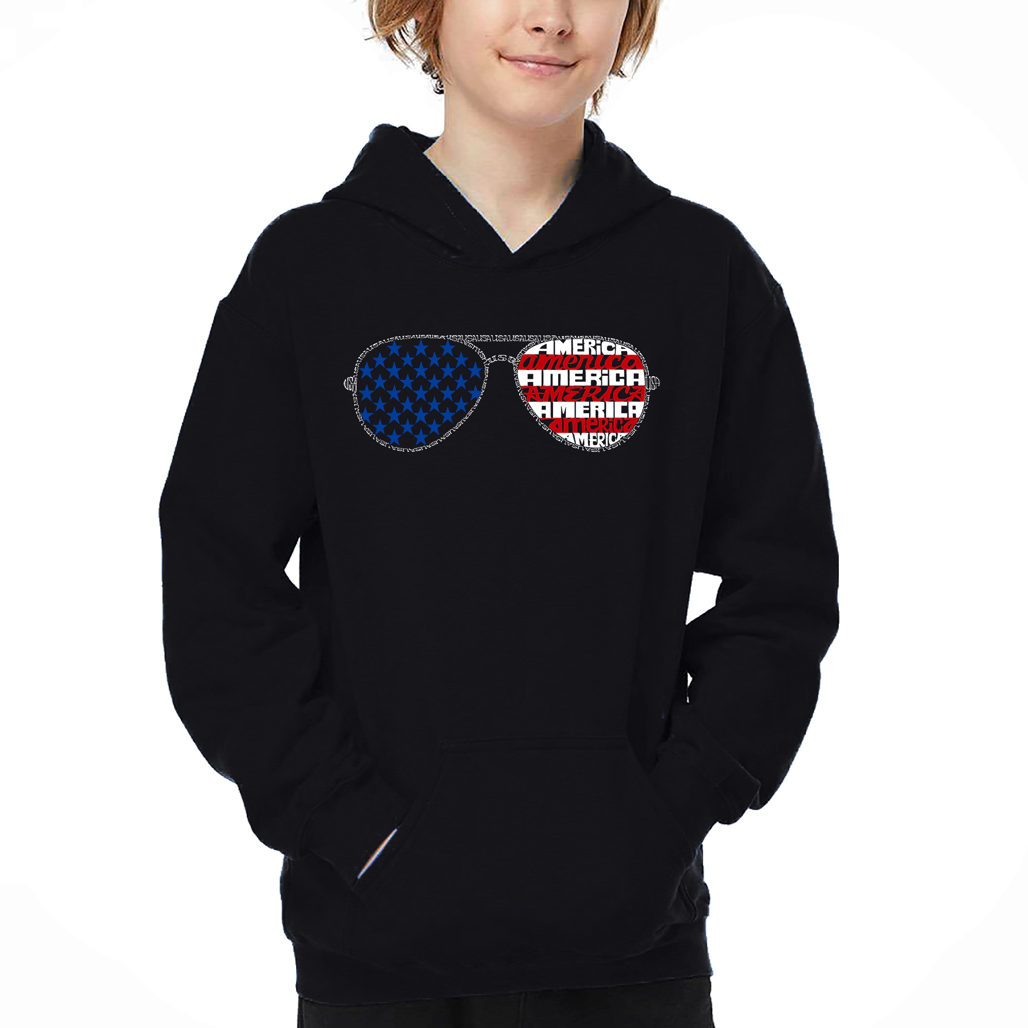 LA Pop Art Boy's Word Hoodie - Americana Sunglasses