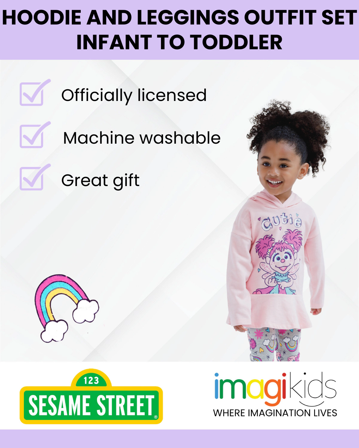 Sesame Street Girls' 2-Piece Fleece Hoodie and Leggings Set