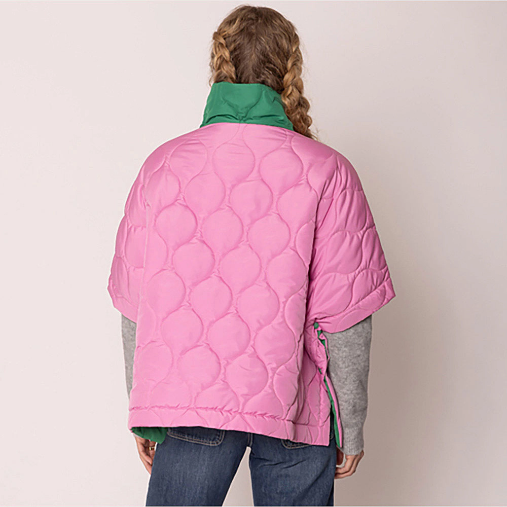 TRUEDAMES Women Quilted Short Sleeves Puffer Pullover Poncho