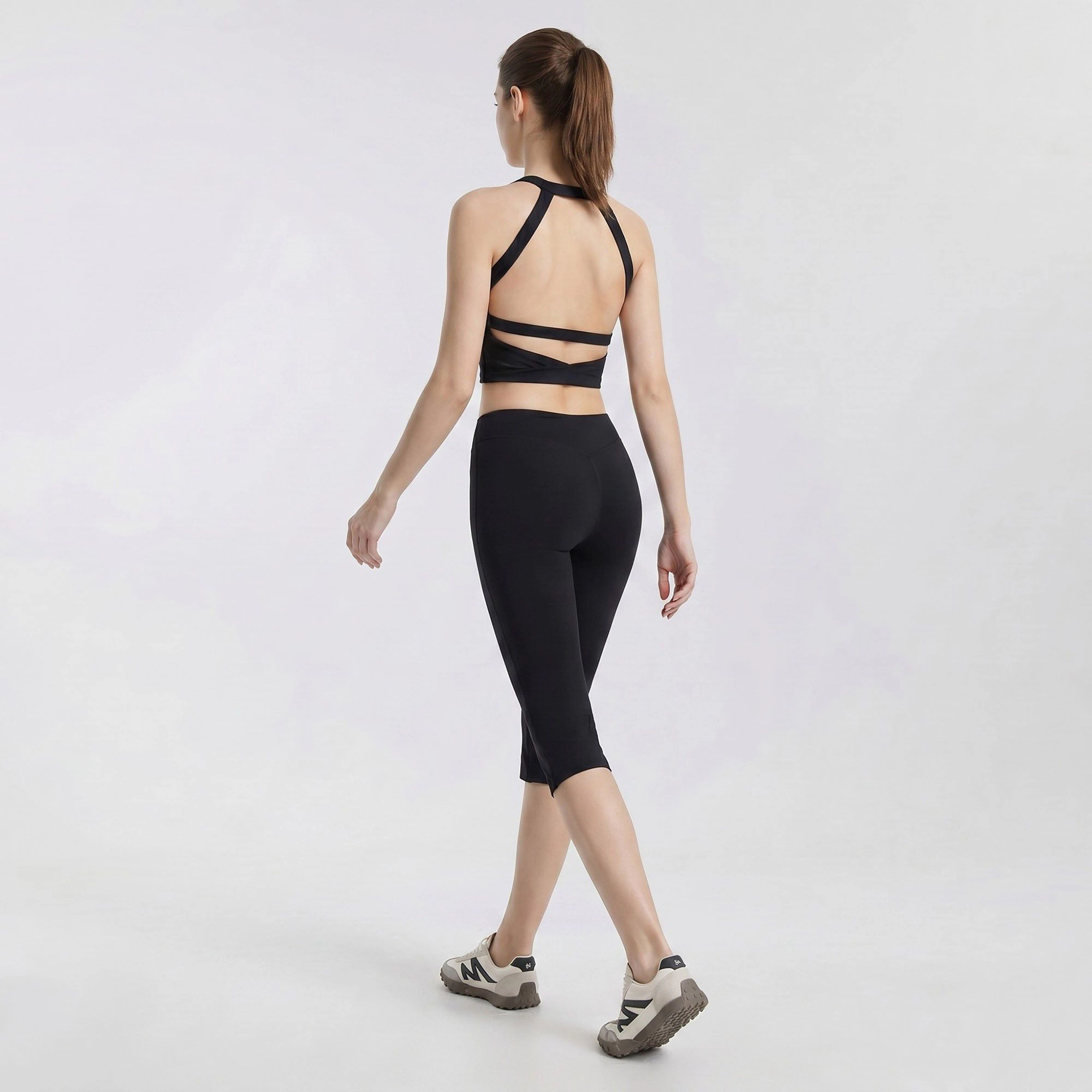 Anna-Kaci Women's High-Waist Capri Leggings with Wide Waistband Smooth Stretch Pull On Workout Yoga Pants