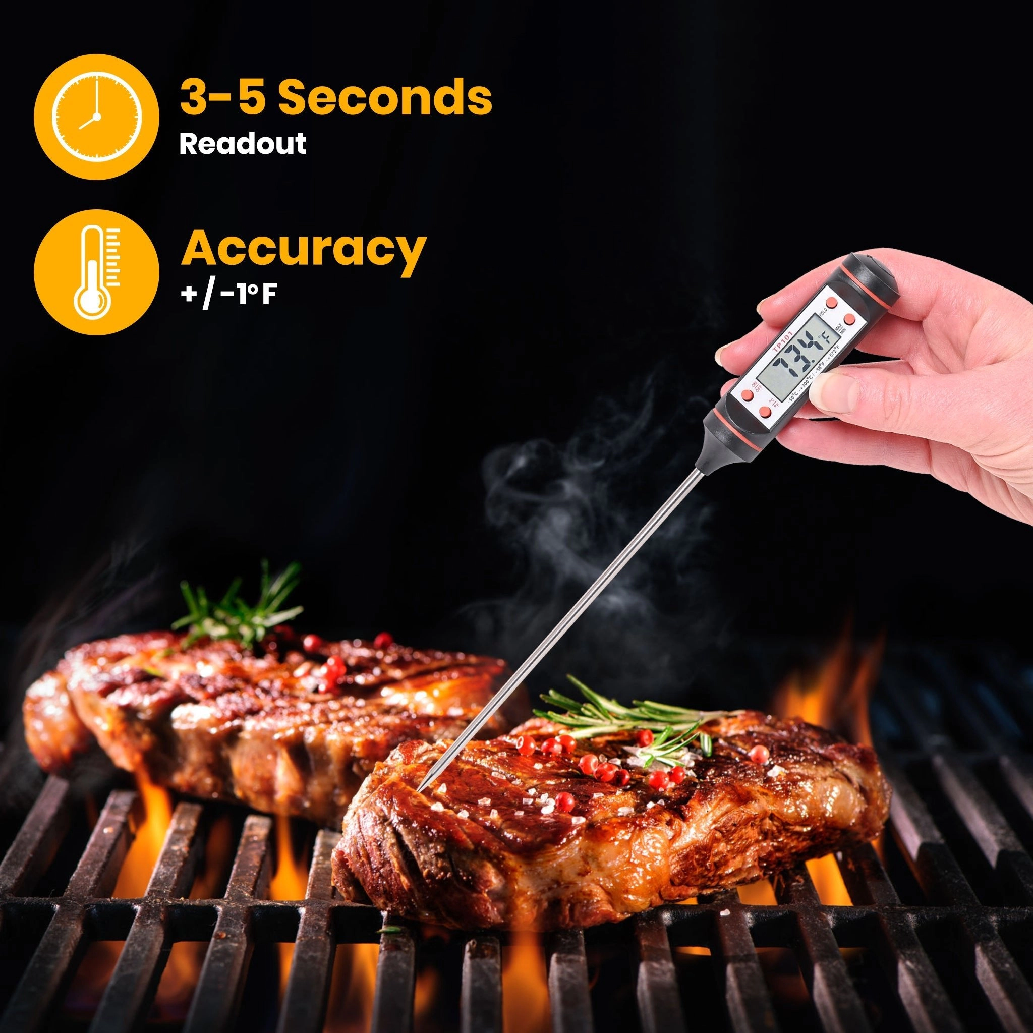 Cheer Collection Digital Meat Thermometer, Quick Read for Cooking and Grilling