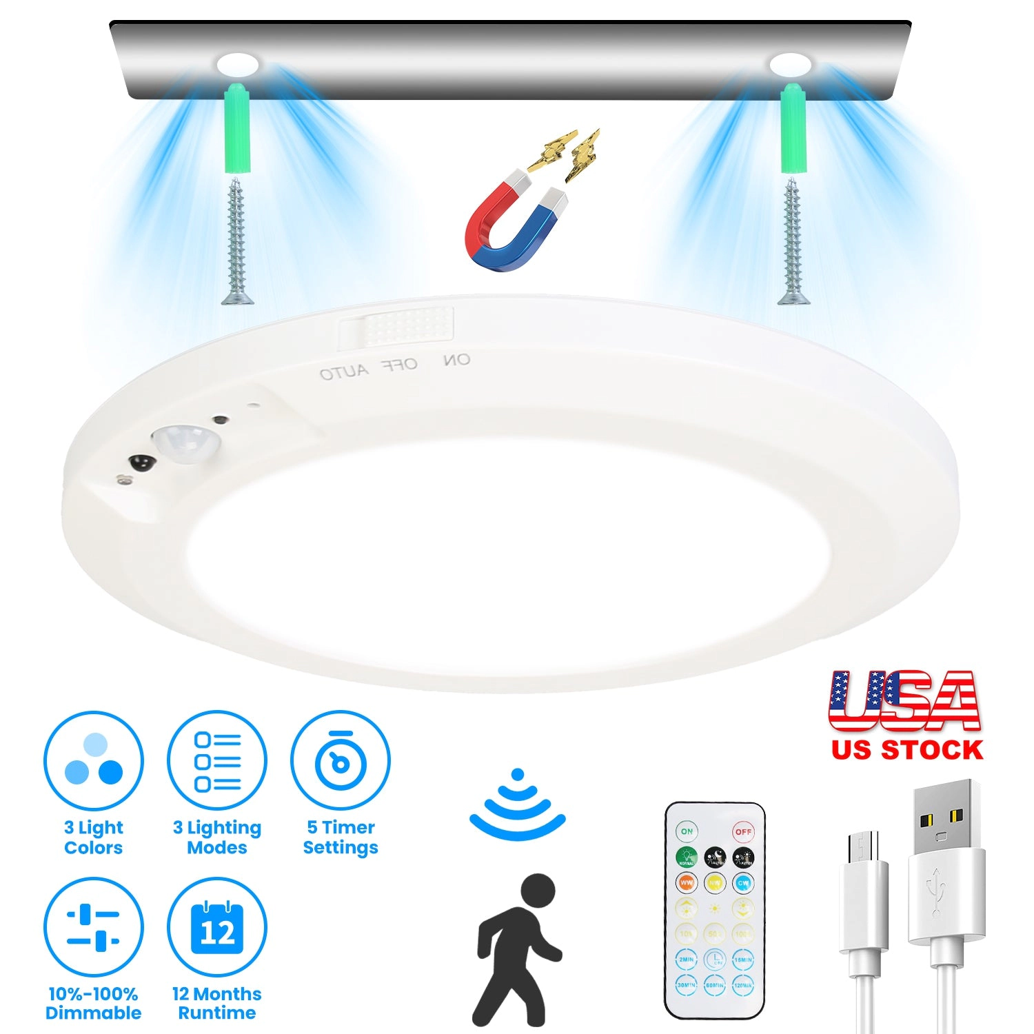 GBruno Rechargeable Motion Sensor Ceiling Light